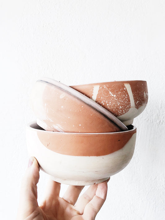 Set of Three Handmade Pottery Bowls