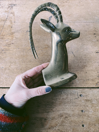 Vintage Solid Brass Ram Bust