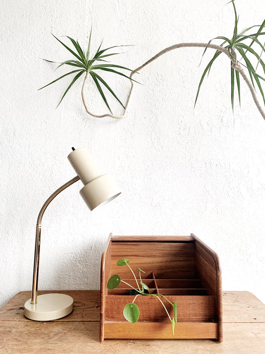 Vintage Teak Tambour Box