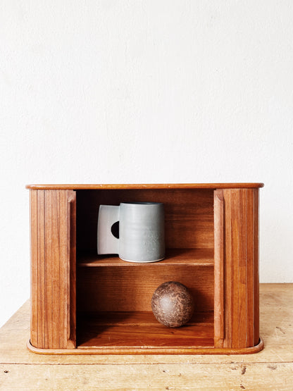 Vintage Teak Tambour Wall Cubby