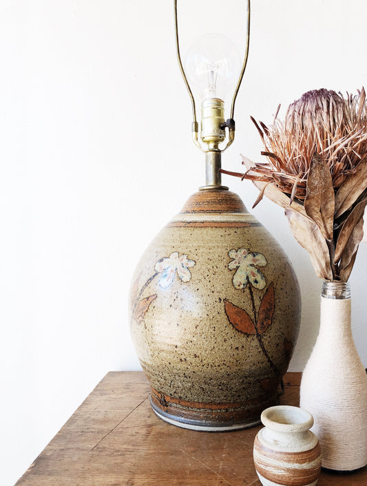 Large Vintage Ceramic Floral Lamp