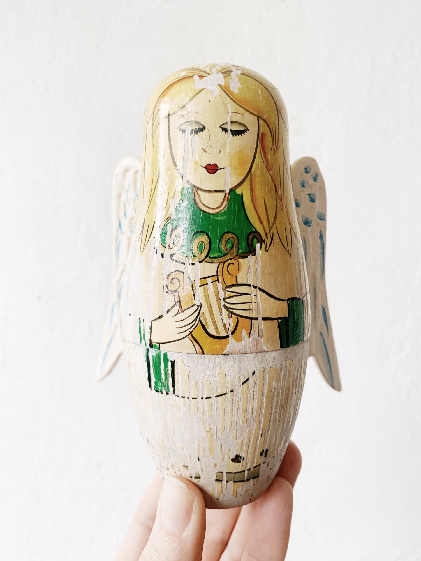 Vintage Hand Painted Angel Matryoshka Dolls