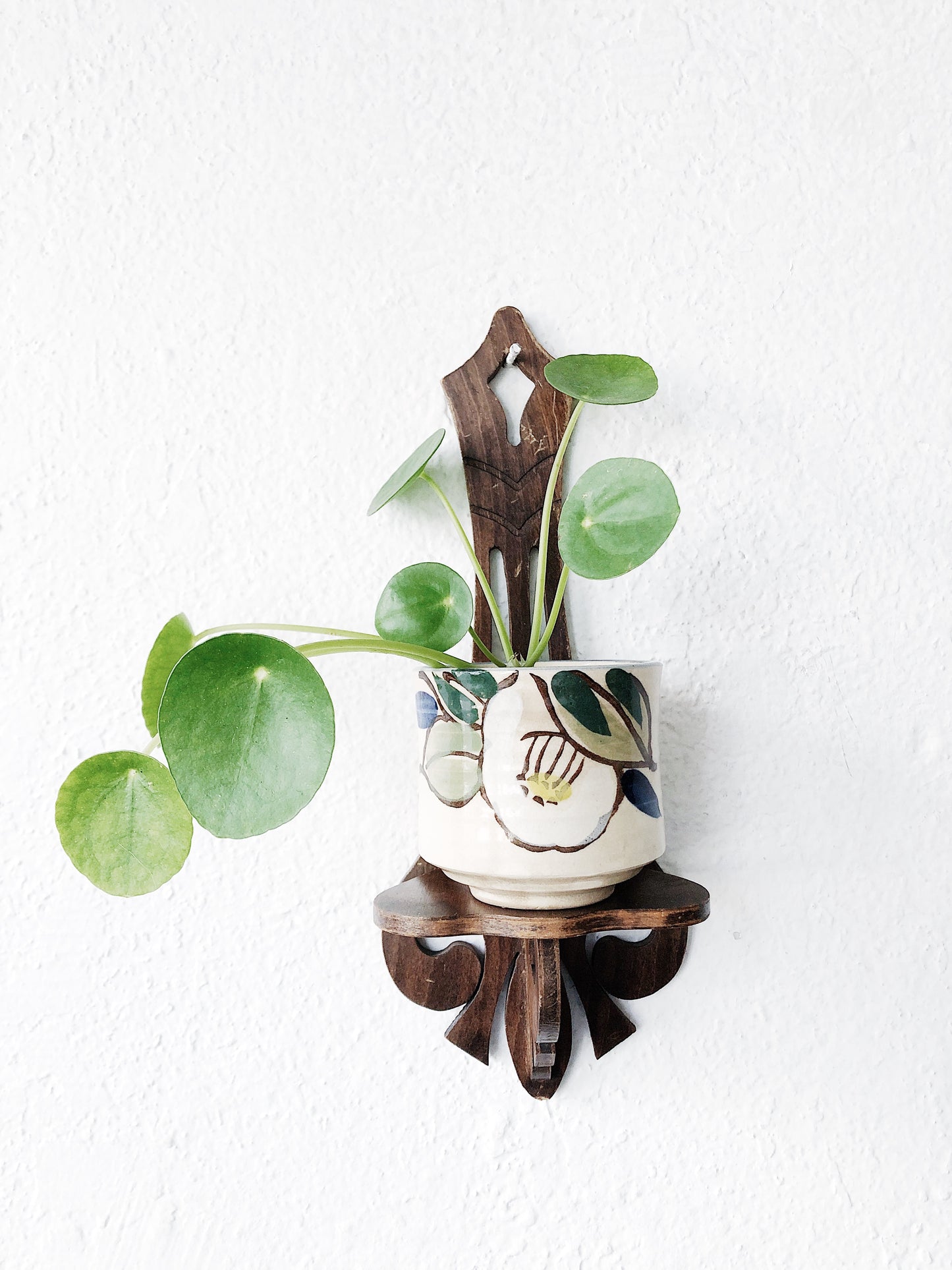Vintage Plant Shelf and Vase
