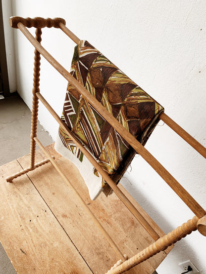 Vintage Natural Wood Spindle Textile Rack