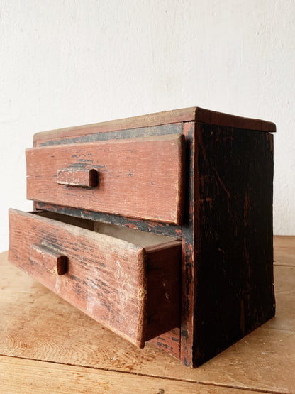 Antique Rustic Wood Tabletop Chest