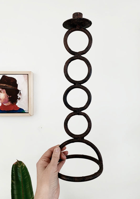 Vintage Large Metal Candle Holder