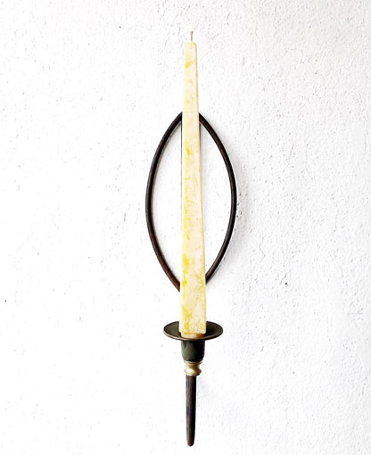 Vintage Metal Candle Sconce and Beeswax Tapers