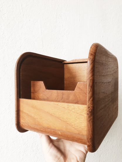 Vintage Teak Tambour Box