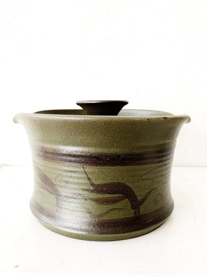 Vintage Stoneware Lidded Crock
