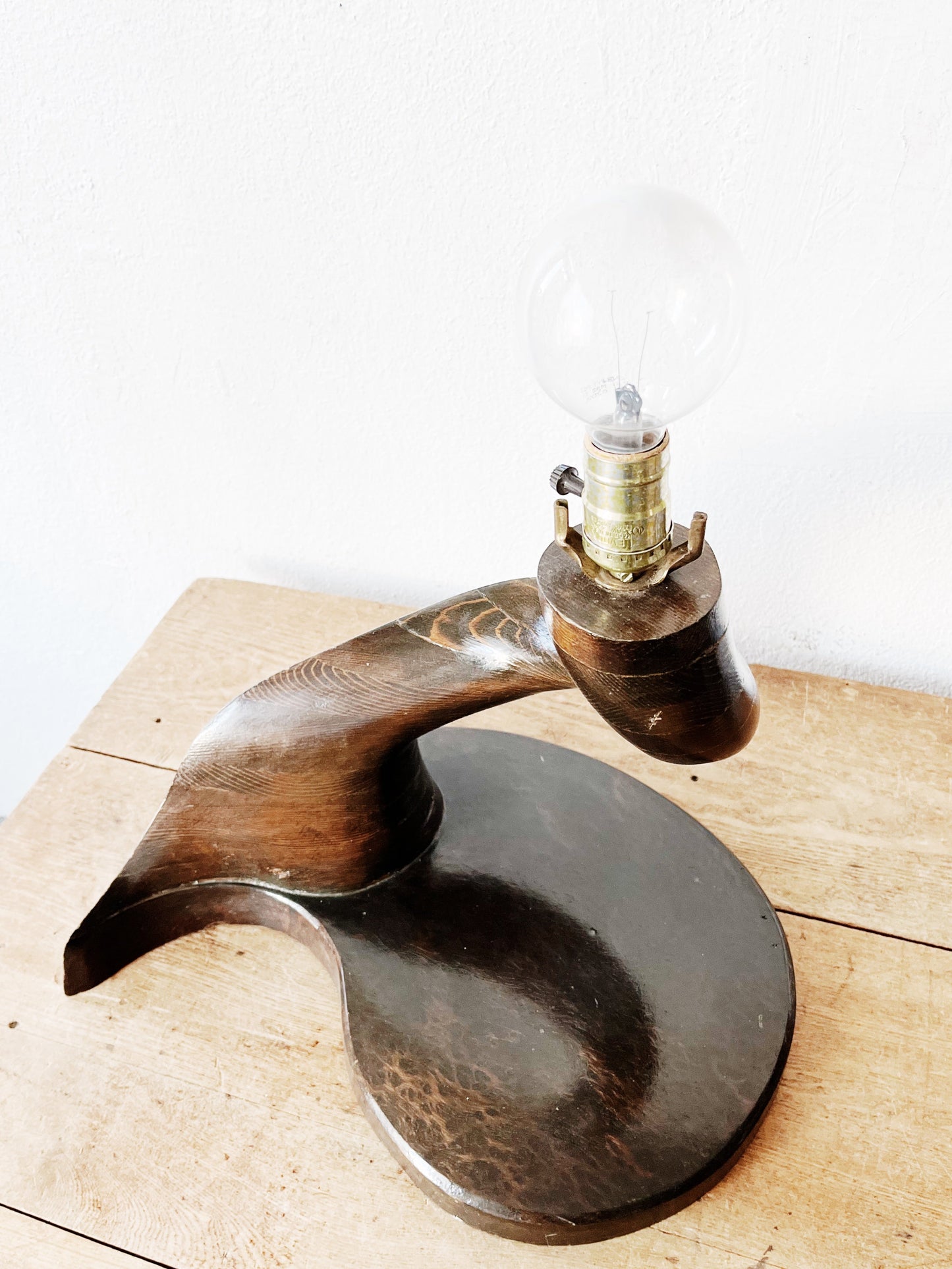 Handmade Burl Lamp with Original Shade