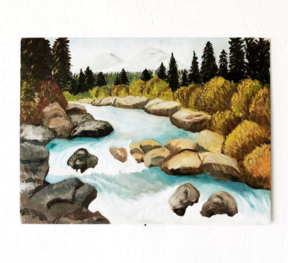 Vintage Naive Style Landscape Painting