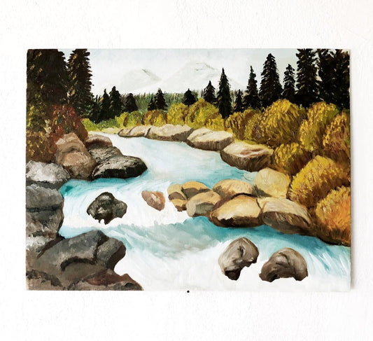 Vintage Naive Style Landscape Painting
