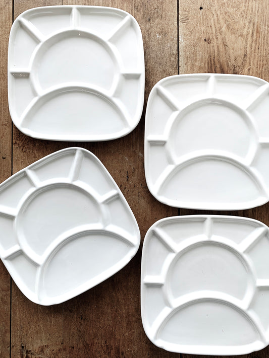 Vintage Divided Ceramic Fondue/ Sushi Plates