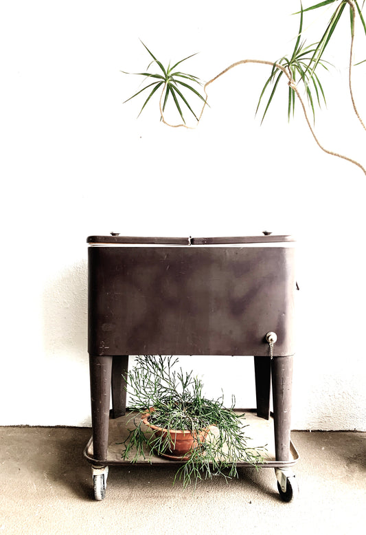 Vintage Metal Cooler on Wheels