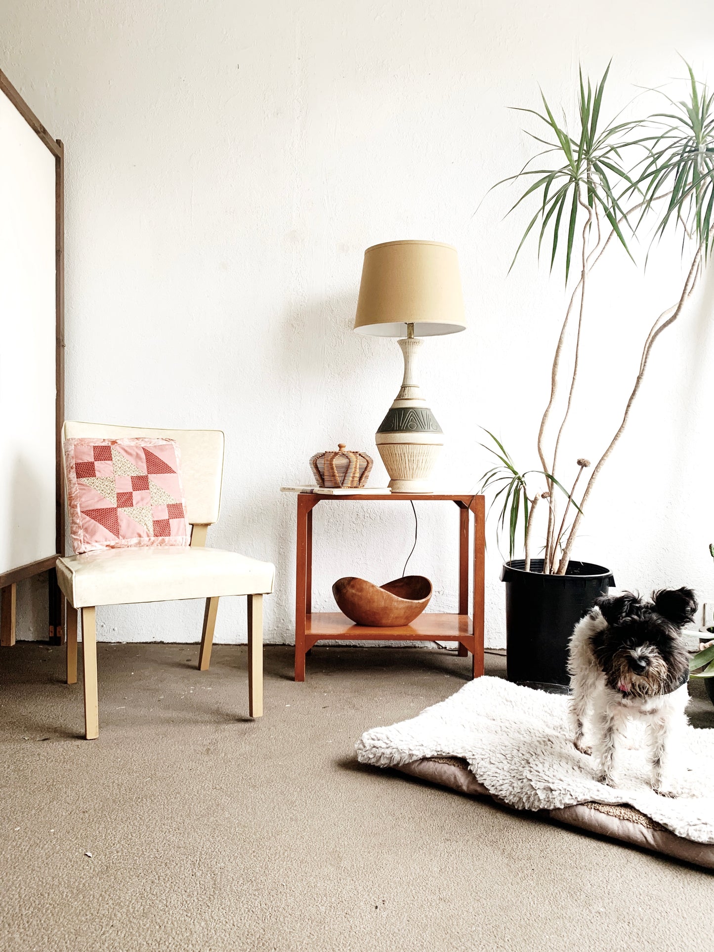 Mid Century Ceramic Lamp with Shade