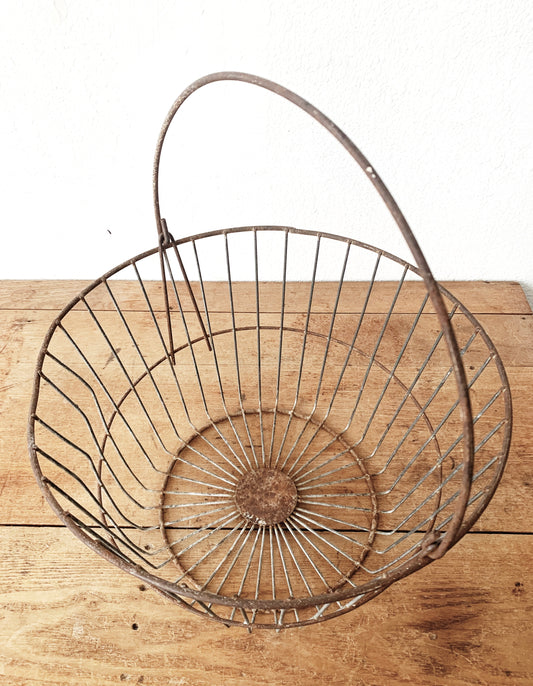 Large Antique Metal Egg Basket