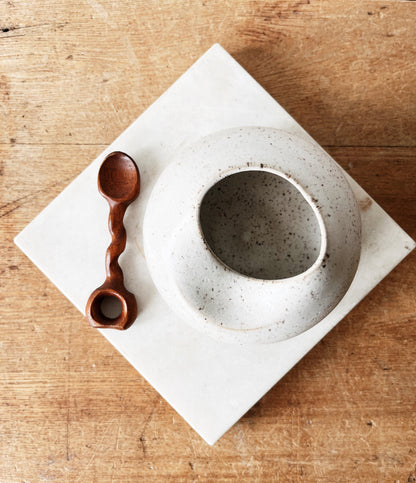 Handmade Ceramic Salt Cellar and Spoon