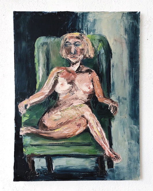 Vintage Nude Portrait Painting