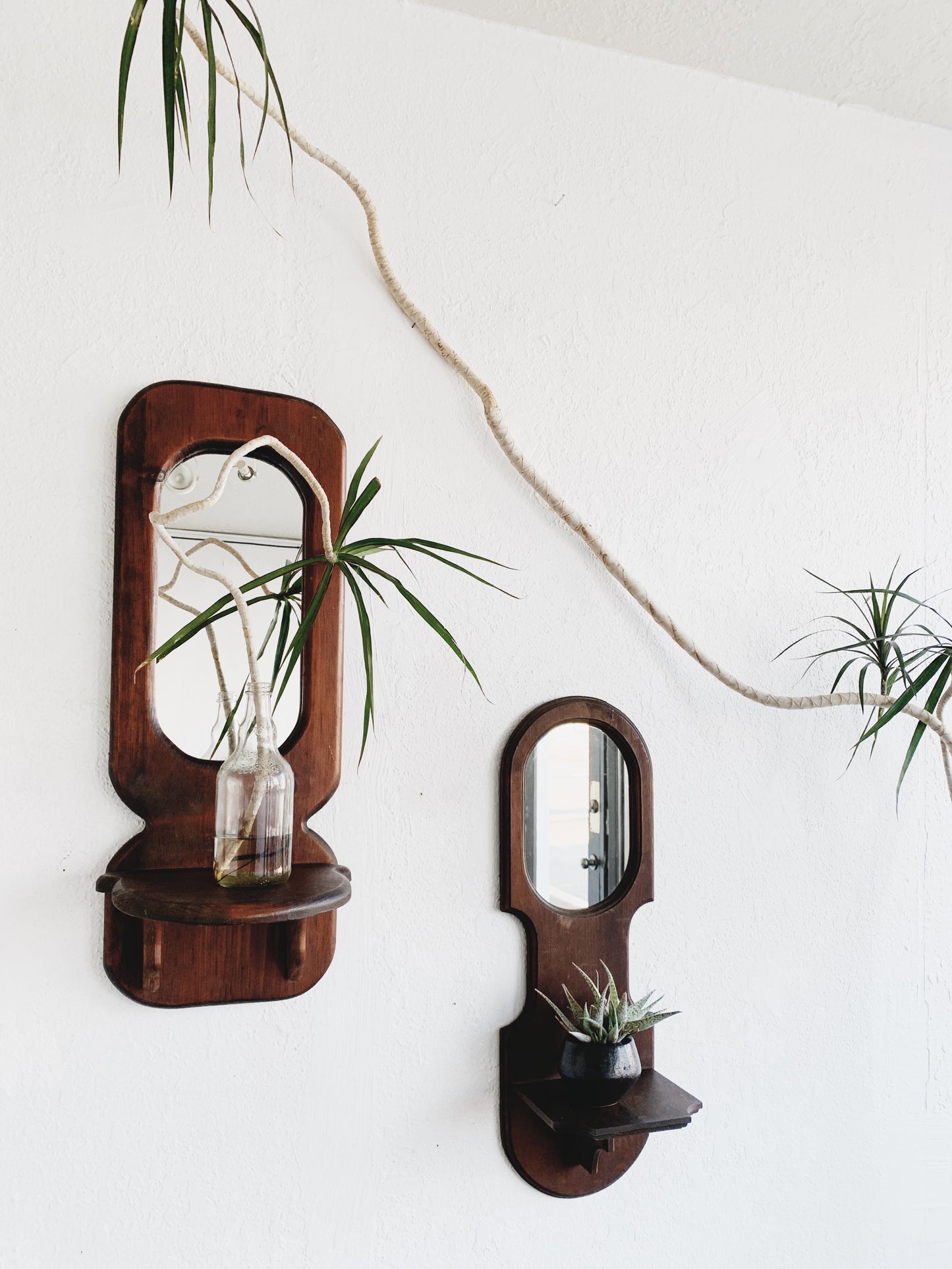 Large Vintage Mirrored Wood Shelf
