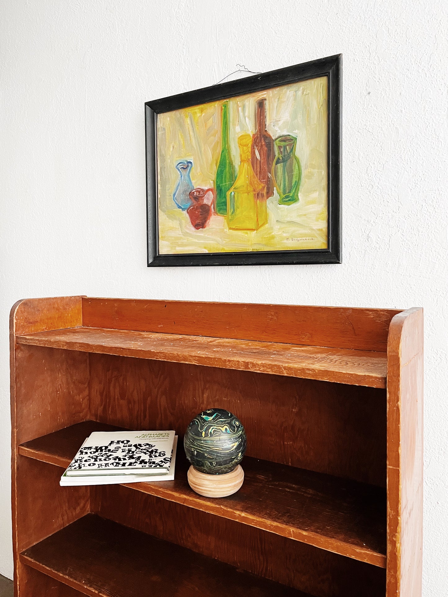 Vintage Rolling Wood Bookcase