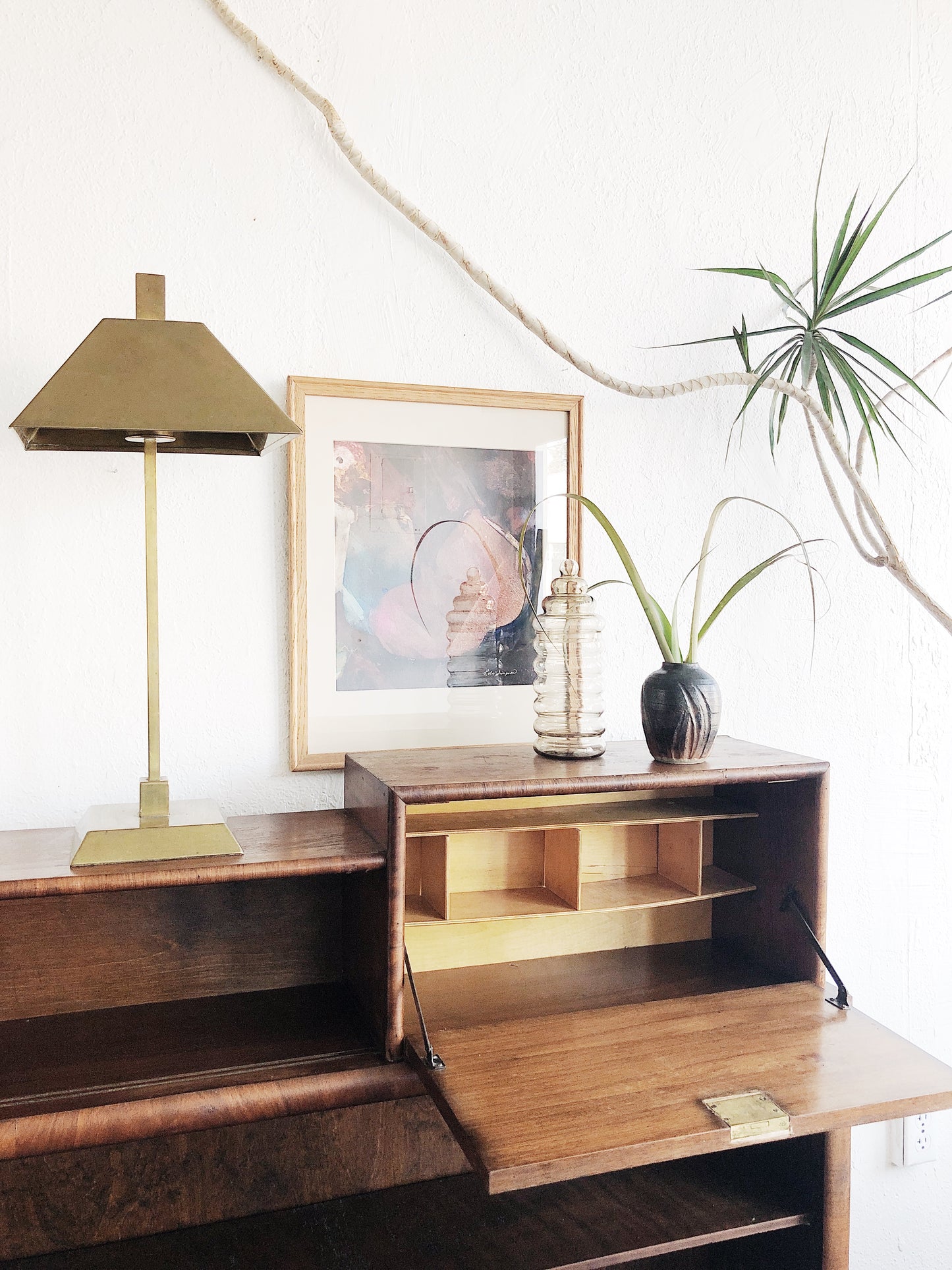 Vintage Modernist Solid Brass Lamp
