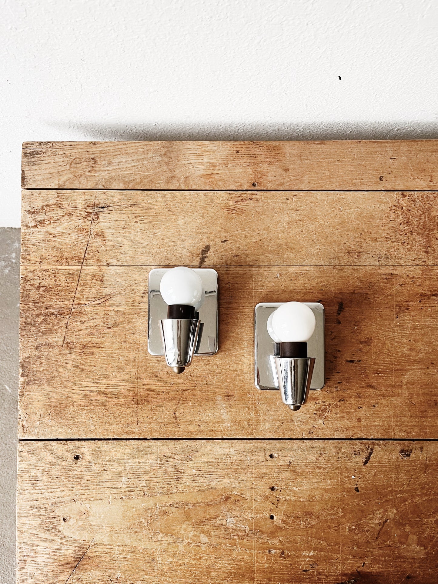 Pair Art Deco Revival Chrome Sconces