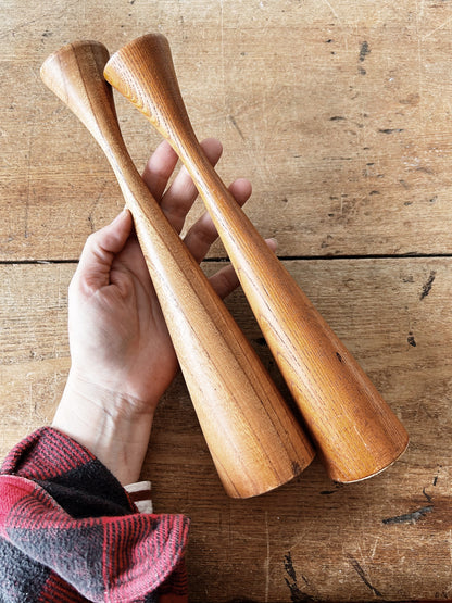 Mid Century Wood Candle Holders Japan