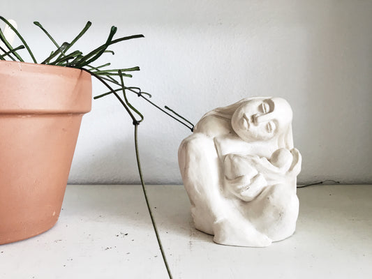 Vintage Plaster Mother and Child Statue