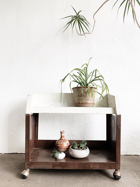 Mid Century Metal Rolling Shelf