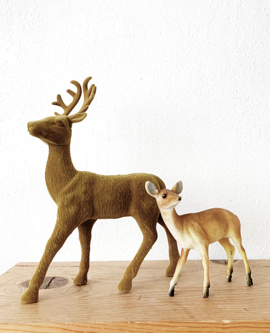 Vintage Flocked Deer Pair