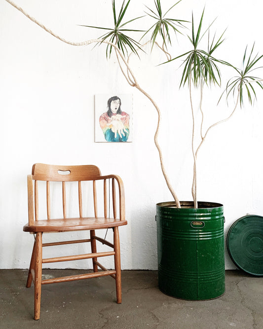 Large Vintage Tin Garbage Can / Pot