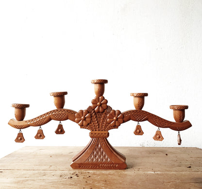 Antique Carved Wood Candelabra
