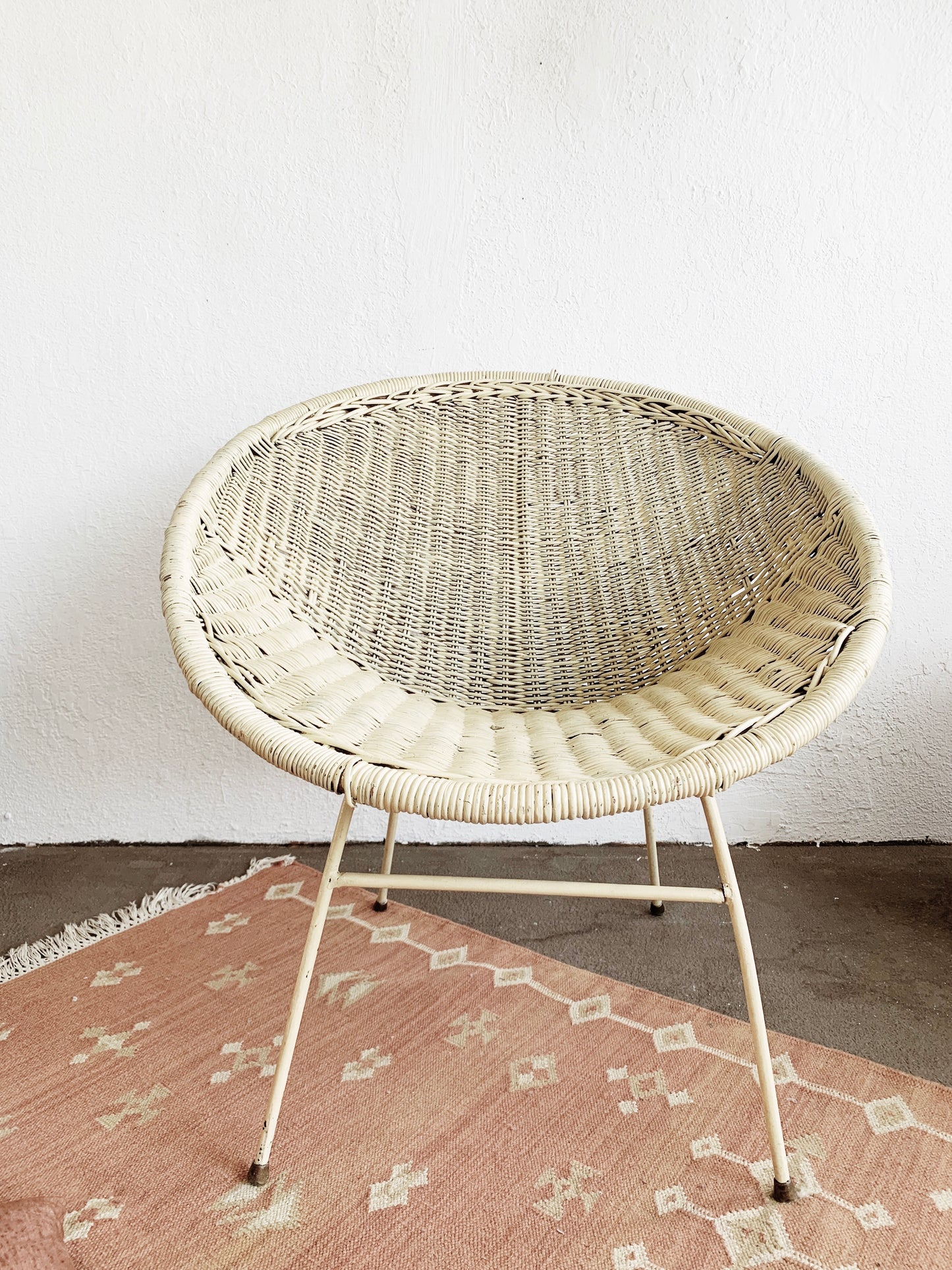 Mid Century Wicker Bucket Chair