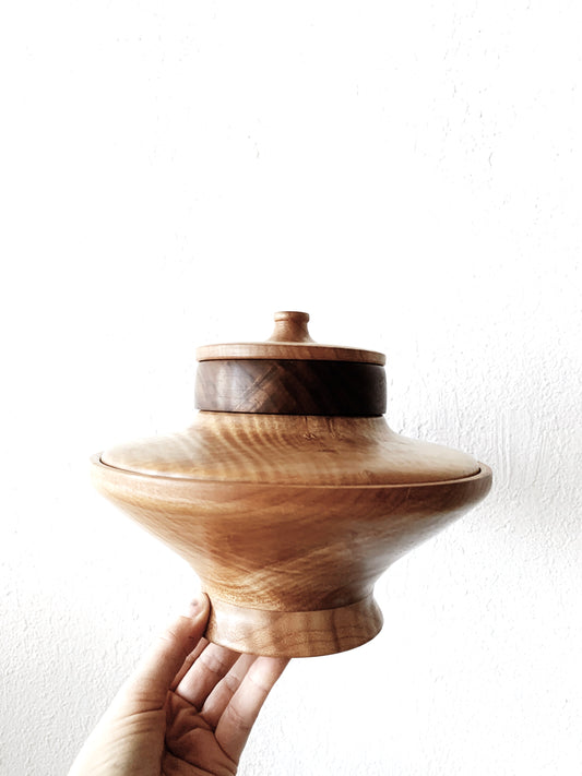 Stunning Handmade Sculptural Wood Tiffin