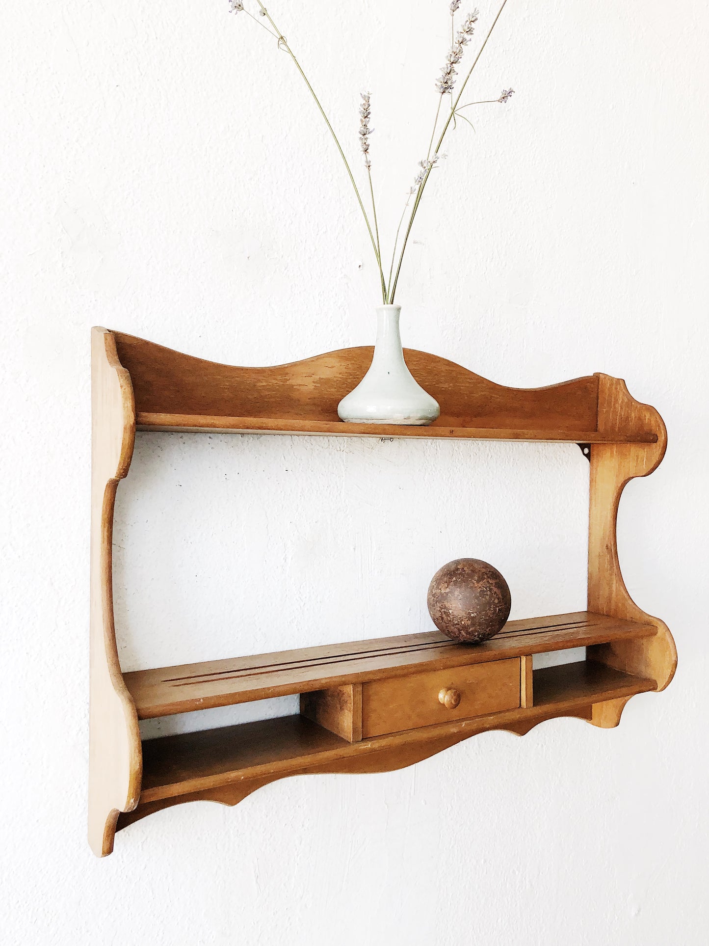 Vintage Wall Shelf with Drawer