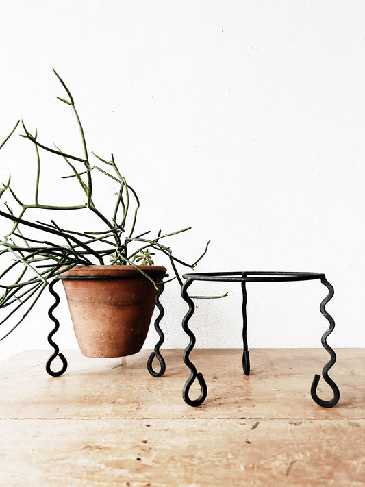 Vintage Iron Squiggle Plant Stand