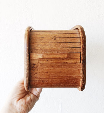 Vintage Teak Tambour Recipe Box