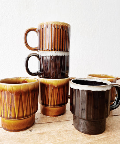 Mid Century Stacking Ceramic Mugs