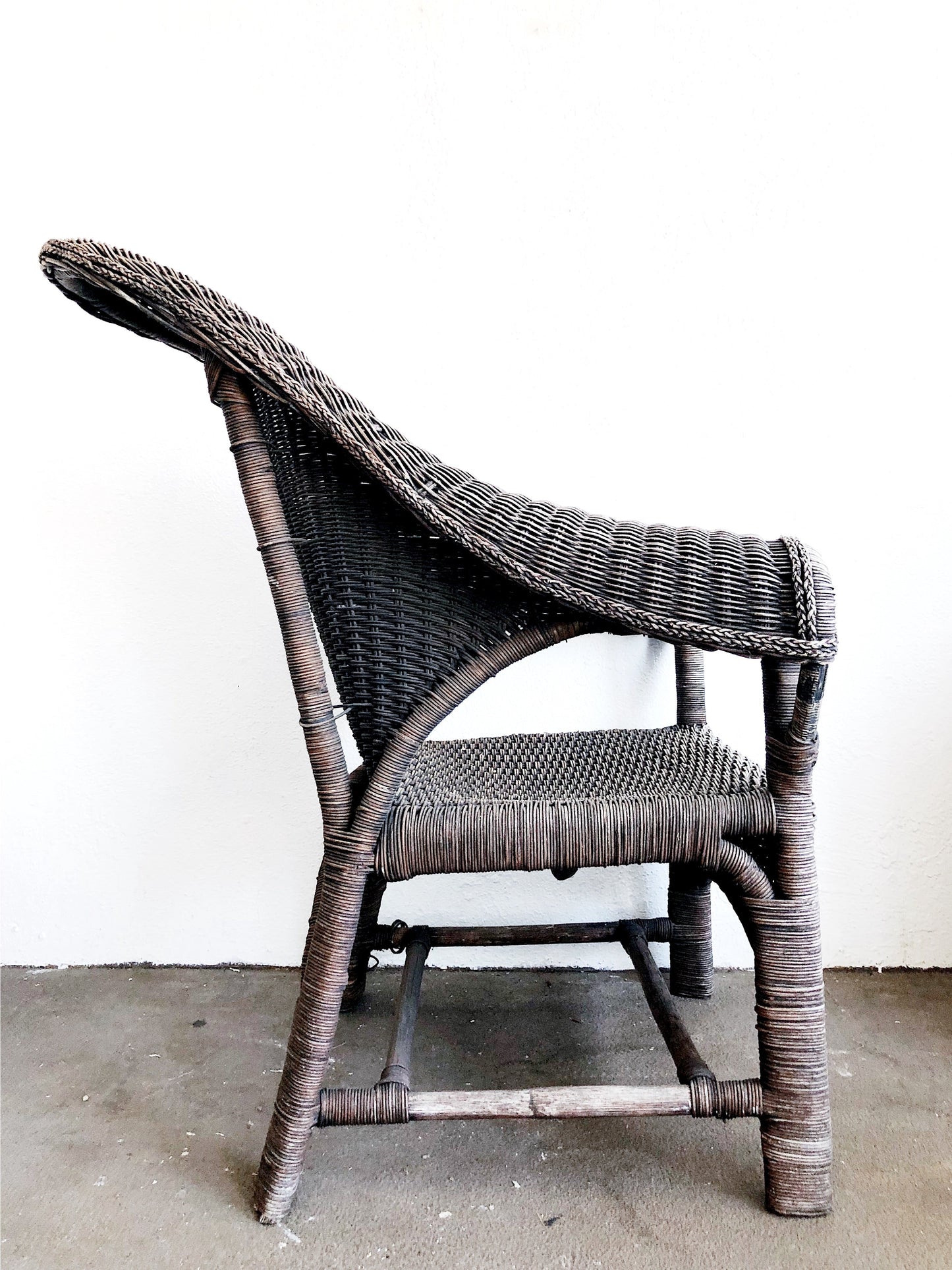 Vintage Grey Wicker Porch Chair