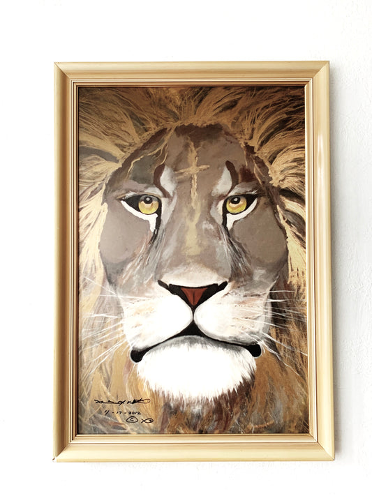 Large Framed Lion Print