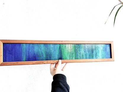 Vintage Wood Framed Stained Glass Panel