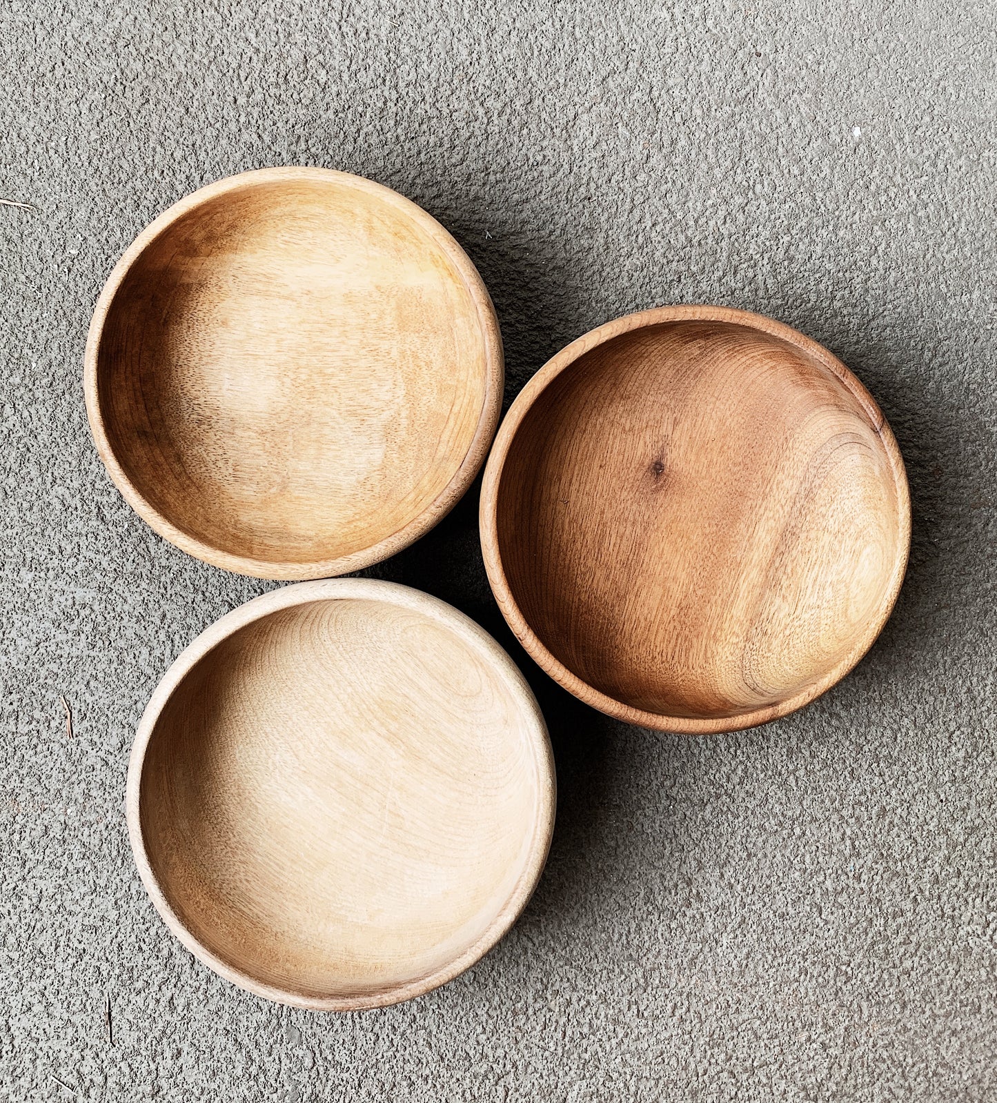 Vintage Snack Sized Wood Bowl Trio