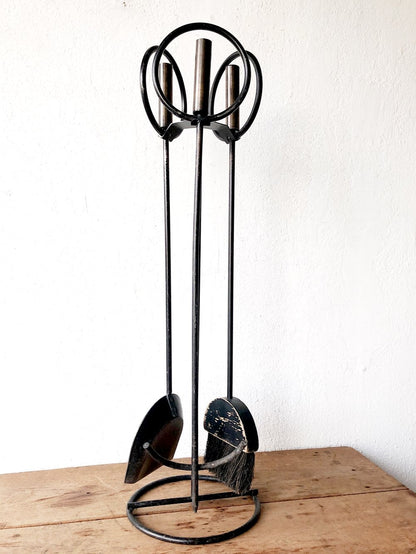 Mid Century Brutalist Fireplace Tool Set