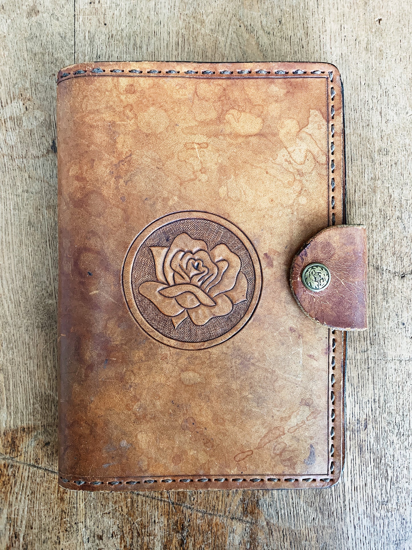 Vintage Embossed Leather Journal/ Organizer