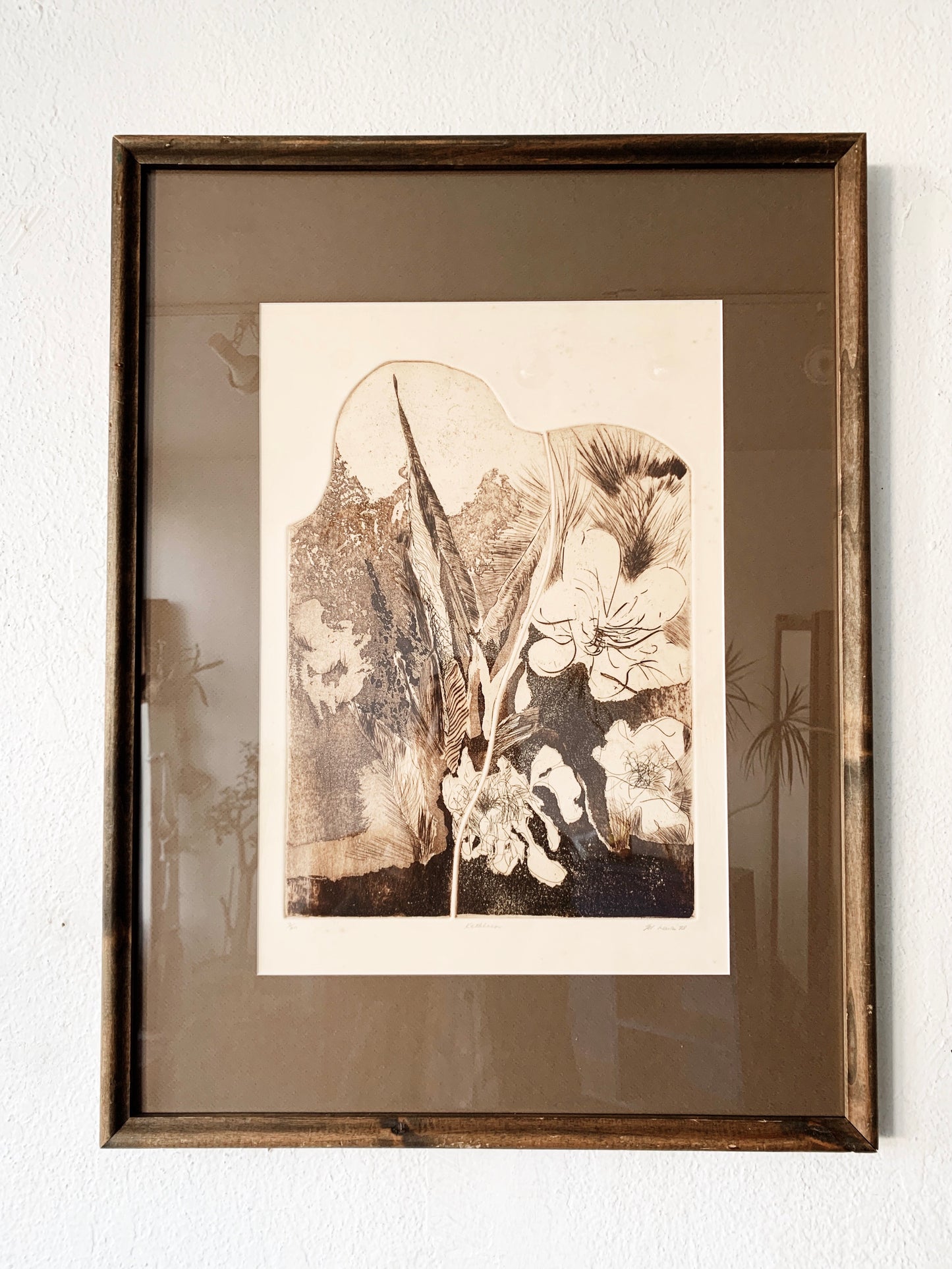 Large Original Vintage Framed Etching