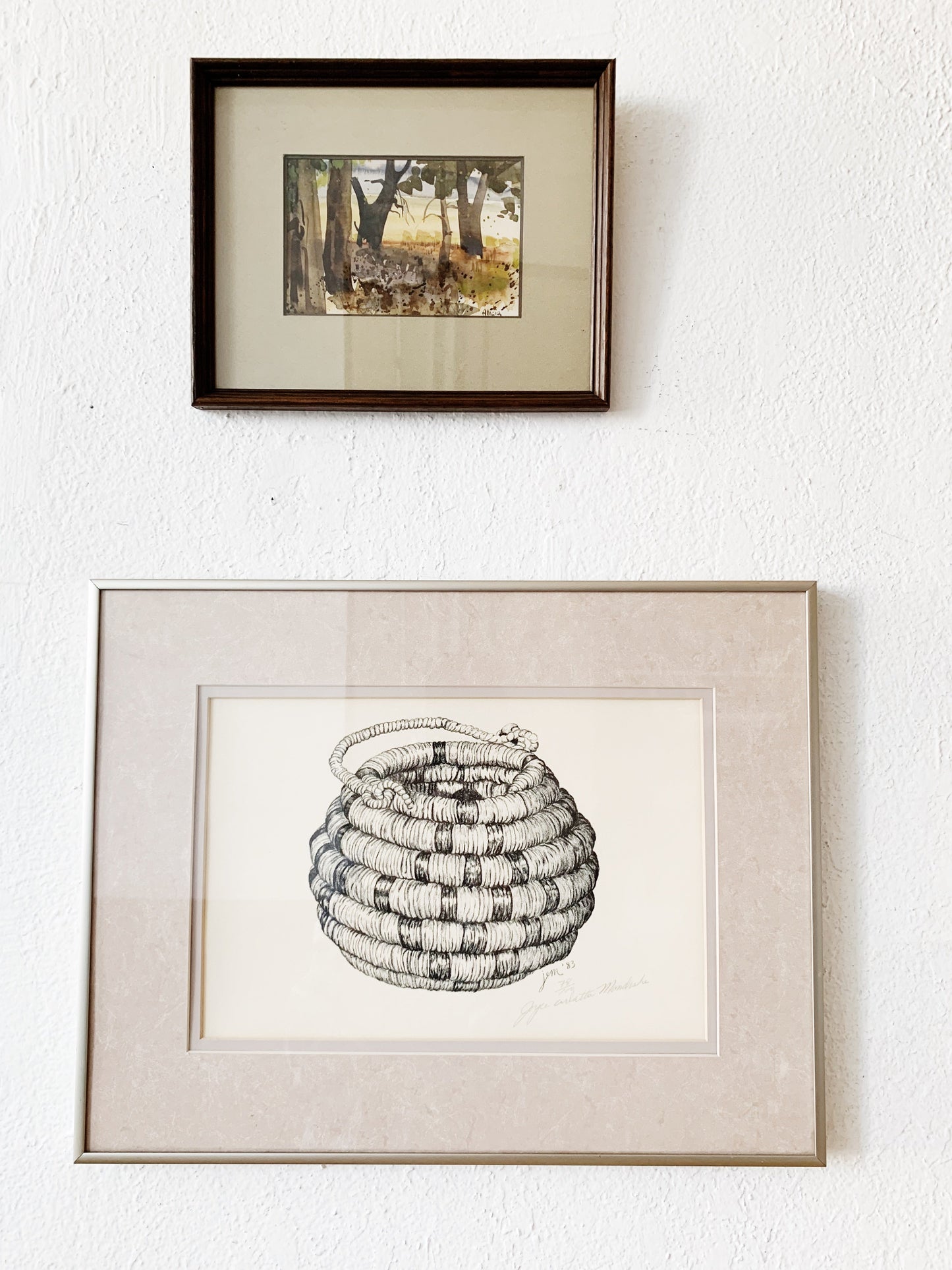 Vintage Framed Charcoal Drawing
