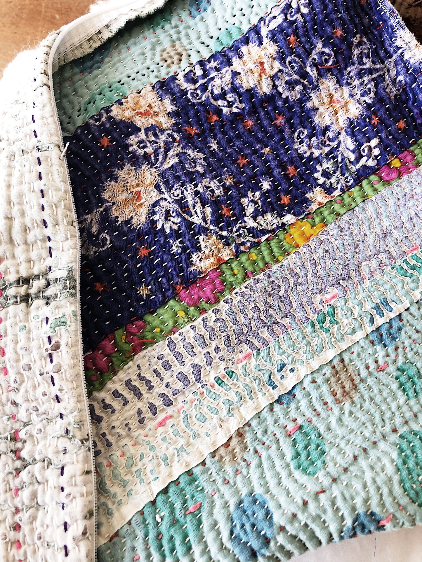 Vintage Kantha Quilt Pillow Cover
