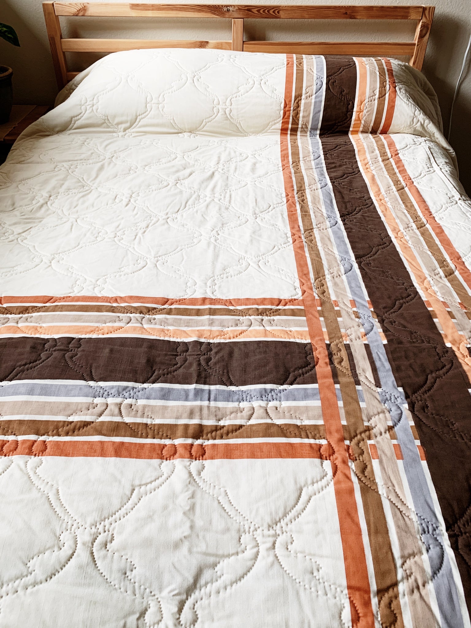 1970’s Queen Quilted Cotton Bedspread