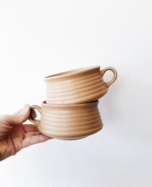 Pair of Vintage Pottery Snack Mugs