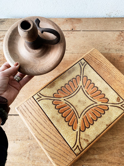 Handmade Wood and Iron Candle Holder